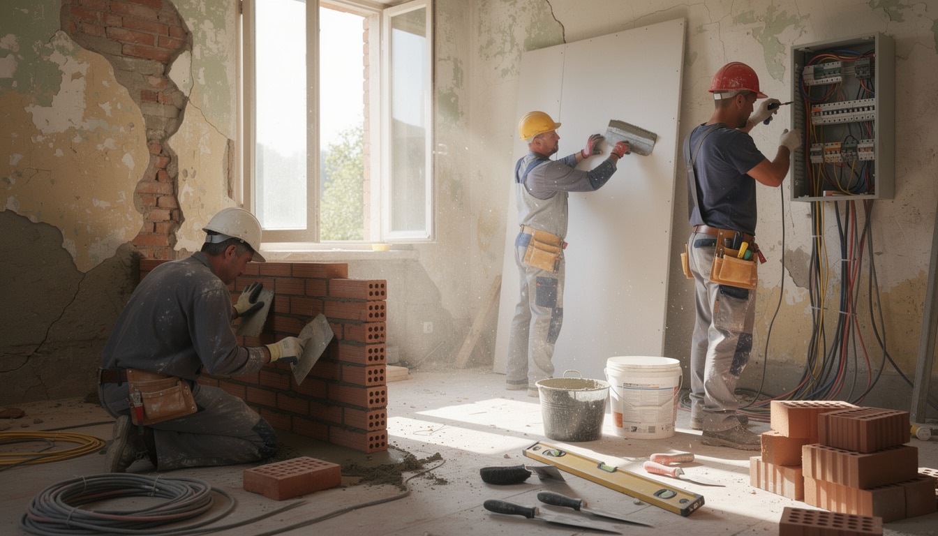 découvrez comment bien démarrer la rénovation de votre maison ancienne en choisissant le bon ordre d'intervention pour le maçon, le plaquiste et l'électricien.